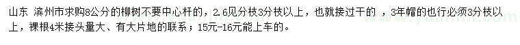 求購(gòu)8公分柳樹