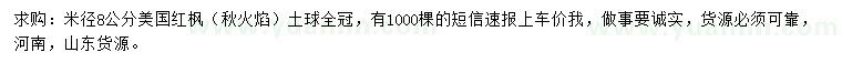 求購8公分美國紅楓（秋火焰）