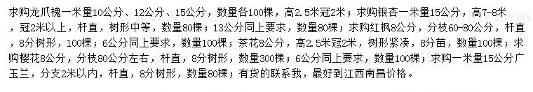求購龍爪槐、銀杏、紅楓等