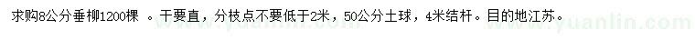 求購8公分垂柳