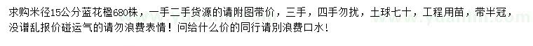 求購米徑15公分藍花楹