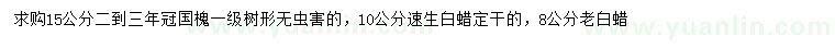 求購(gòu)國(guó)槐、速生白蠟、老白蠟