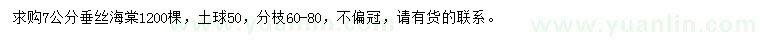 求購(gòu)7公分垂絲海棠