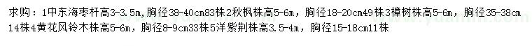 求購(gòu)中東海棗、秋楓、樟樹(shù)等