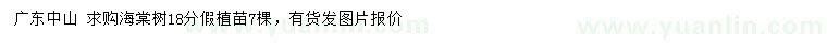 求購(gòu)18公分海棠樹假植苗
