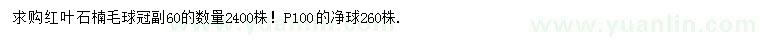 求購冠幅60公分紅葉石楠毛球