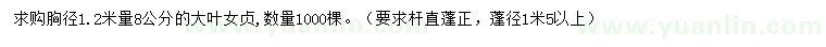 求購胸徑1.2米量8公分大葉女貞