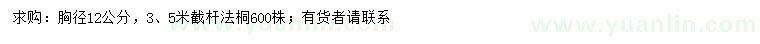 求購(gòu)胸徑12公分、3、5米截桿法桐
