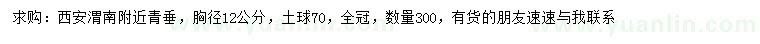 求購胸徑12公分青垂