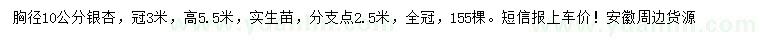 求購胸徑10公分銀杏