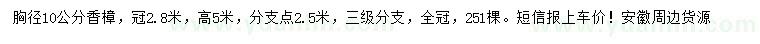 求購胸徑10公分香樟