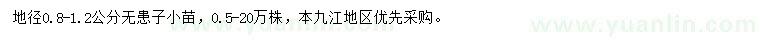 求購地徑0.8-1.2公分無患子小苗