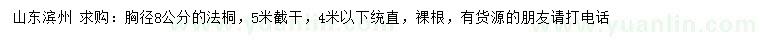 求購(gòu)胸徑8公分法桐