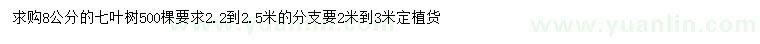 求購8公分七葉樹