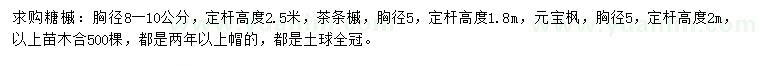 求購糖槭、茶條槭、元寶楓