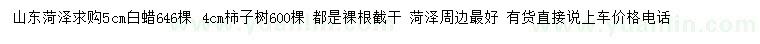 求購5公分白蠟、4公分柿子樹