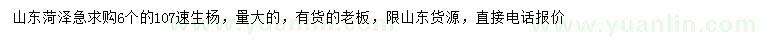 求購6公分107速生楊