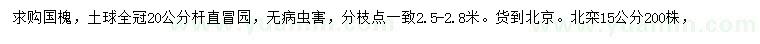 求購15公分國槐、北欒