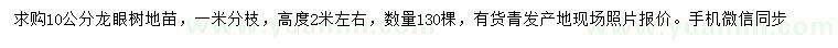求購10公分龍眼樹地苗