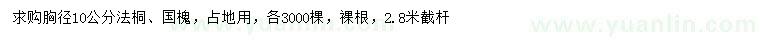 求購胸徑10公分法桐、國槐