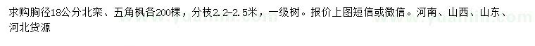 求購(gòu)胸徑18公分北欒、五角楓