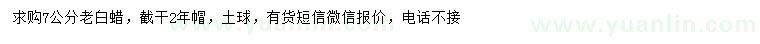 求購7公分老白蠟