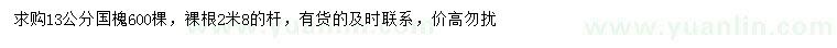 求購13公分國槐