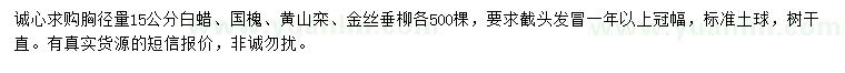 求購白蠟、國槐、黃山欒等