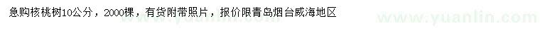 求購10公分核桃樹