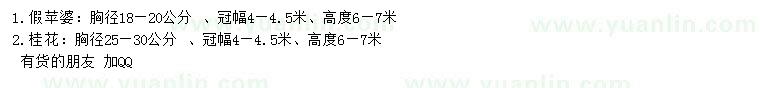 求購胸徑18-20公分假蘋婆、25-30公分桂花