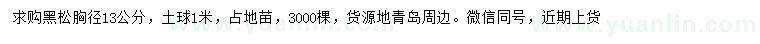 求購(gòu)胸徑13公分黑松