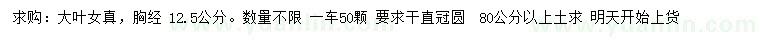 求購胸徑12.5公分大葉女貞