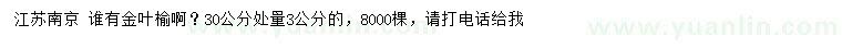 求購30公分量3公分金葉榆