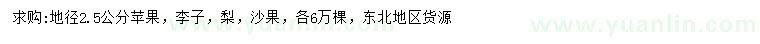 求購蘋果、李子、梨等