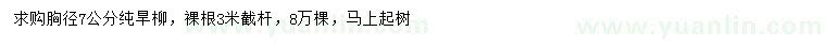 求購胸徑7公分純旱柳
