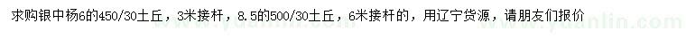 求購(gòu)6、8.5公分銀中楊