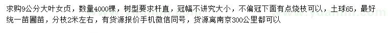求購(gòu)9公分大葉女貞