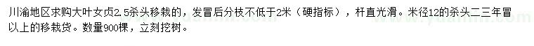 求購米徑12公分大葉女貞