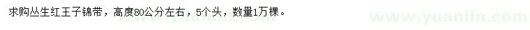 求購高80公分左右叢生紅王子錦帶