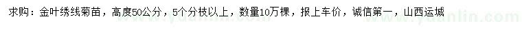 求購高50公分金葉繡線菊