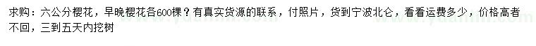 求購6公分櫻花