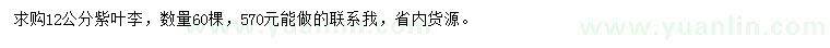 求購(gòu)12公分紫葉李
