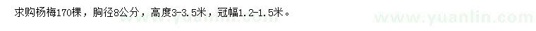 求購胸徑8公分楊梅