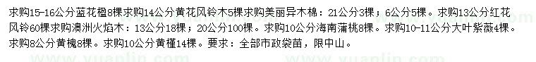 求購藍(lán)花楹、黃花風(fēng)鈴木、美麗異木棉等