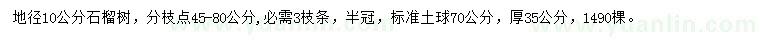 求購(gòu)地徑10公分石榴樹