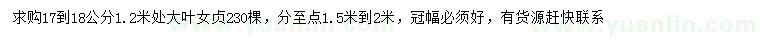 求購(gòu)17-18公分大葉女貞