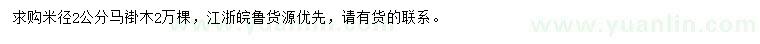 求購米徑2公分馬褂木