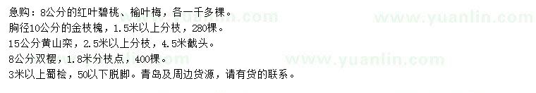 求購(gòu)紅葉碧桃、榆葉梅、金枝槐等