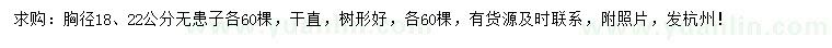 求購胸徑18、22公分無患子