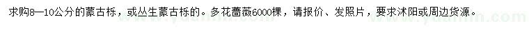 求購蒙古櫟、叢生蒙古櫟、多花紫薇